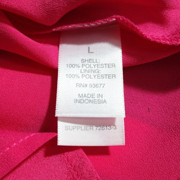 NWT Bisou Bisou Women's Pink Floral Print Crop Lined V-Neck Shirt L Large - Picture 6 of 9